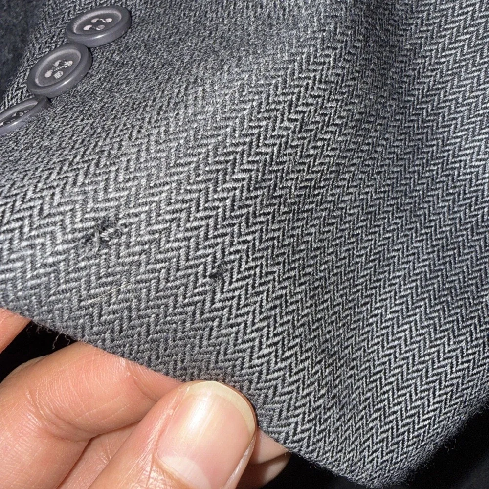 Zagato Blazer Men Super‎ 100's 48R Wool Gray Pockets Suit Jacket Padded Shoulder